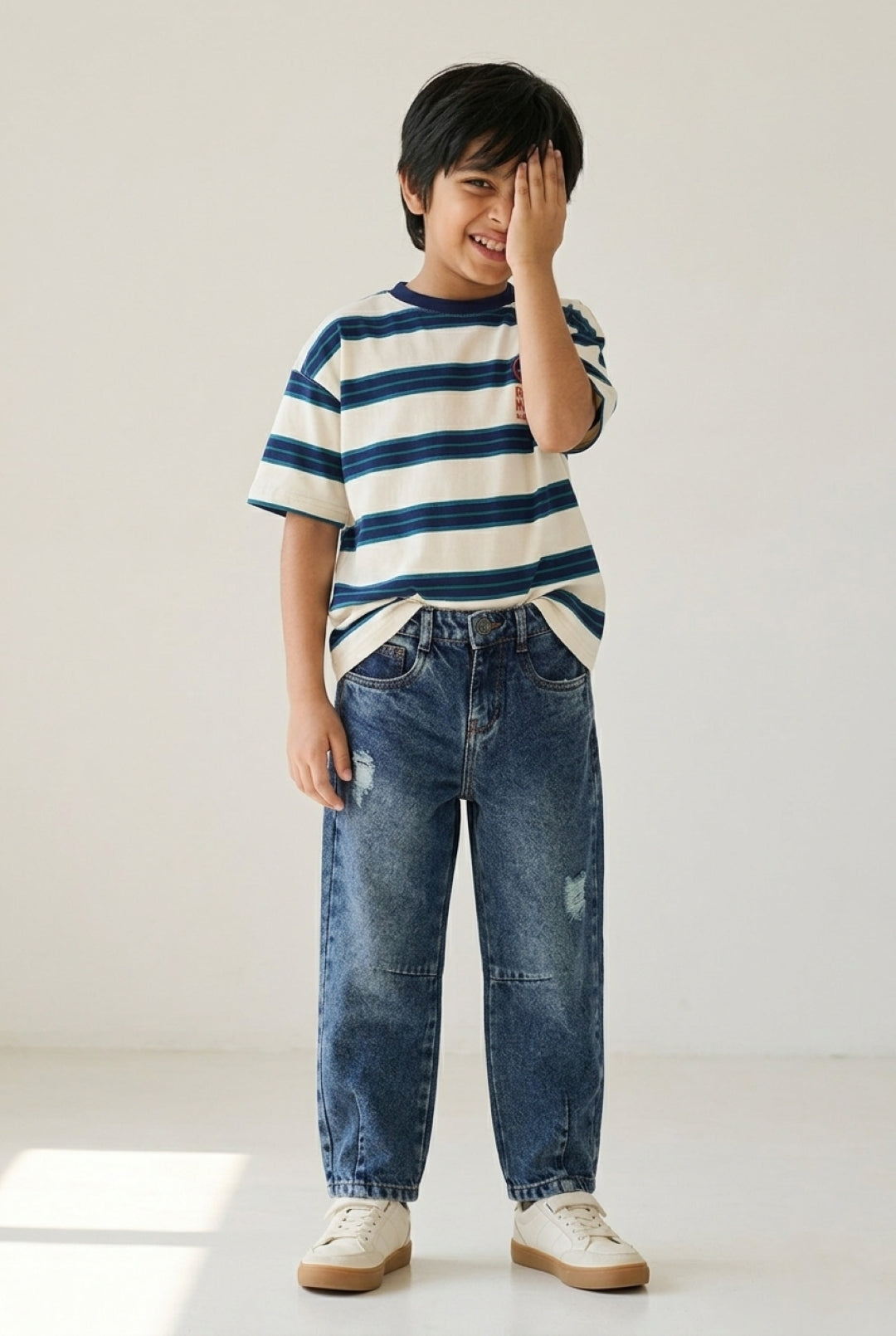 Boys Blue Barrel Fit Denim Jeans