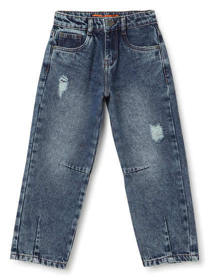 Boys Blue Barrel Fit Denim Jeans