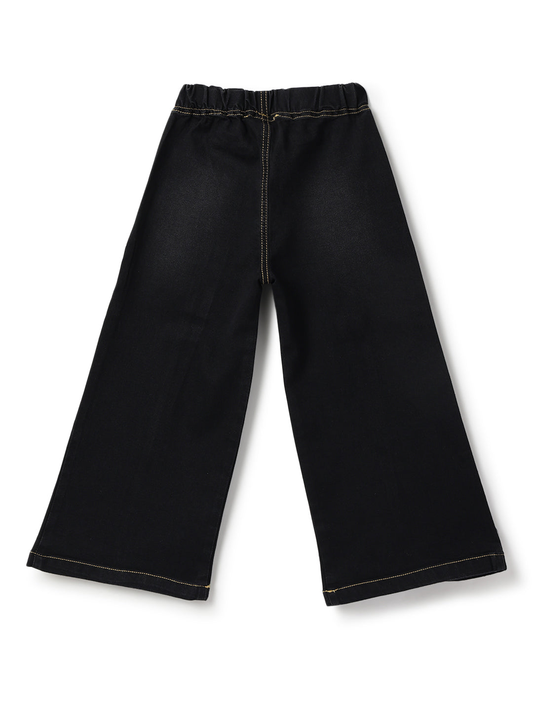 Girls Black Denim Elephant Leg Fit Jeans