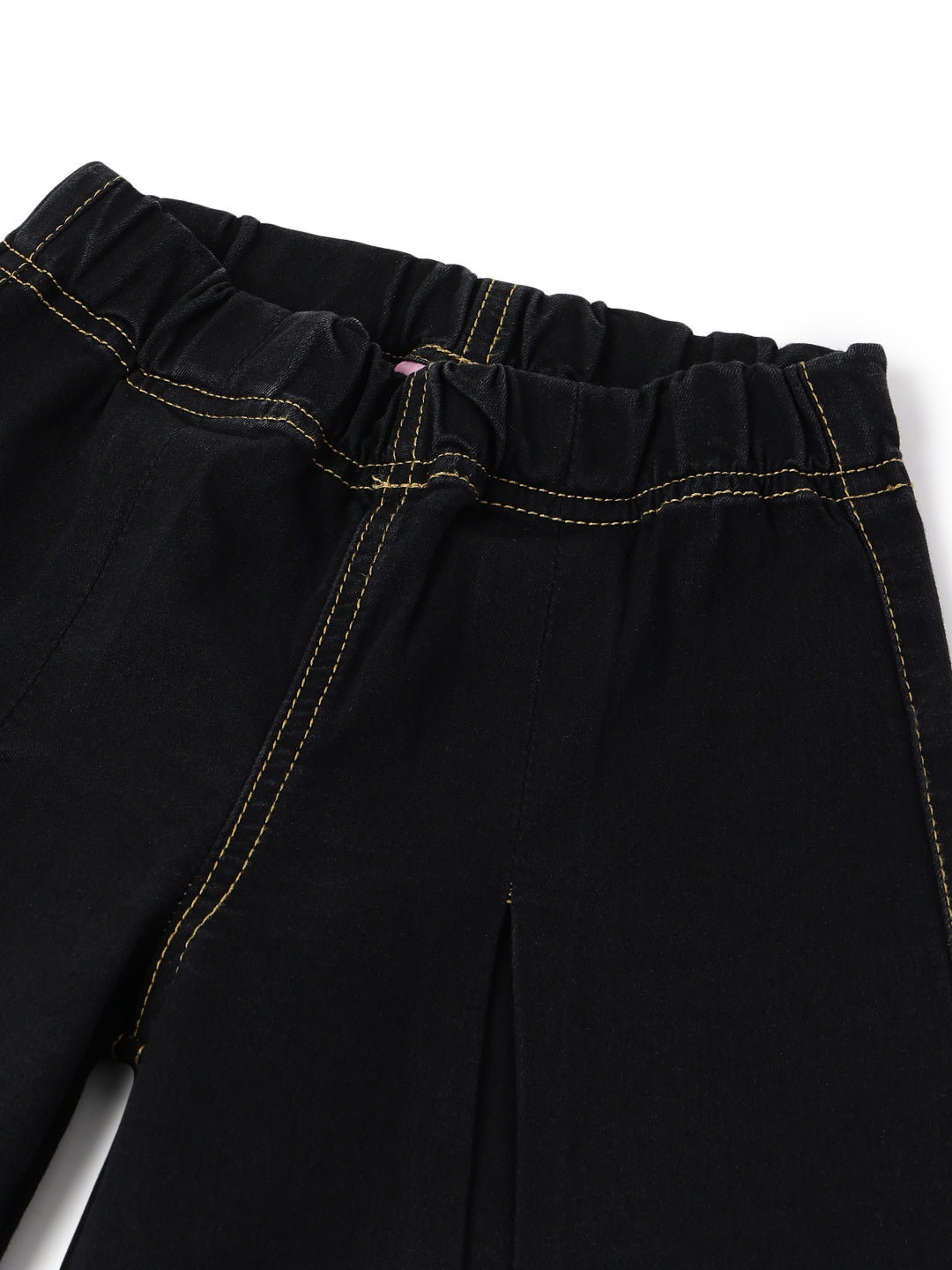 Girls Black Denim Elephant Leg Fit Jeans