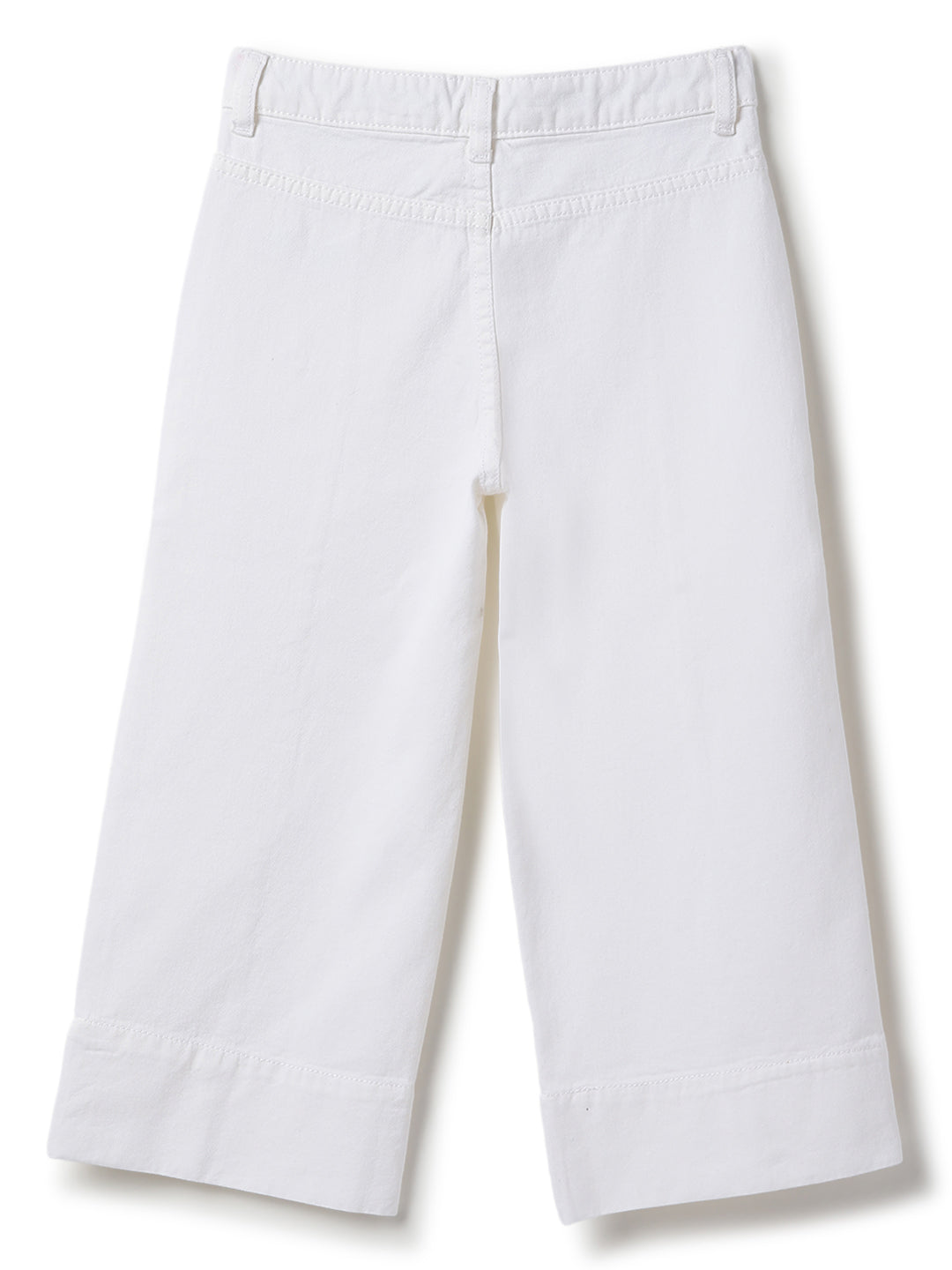 Girls White Denim Wide Leg Fit Jeans