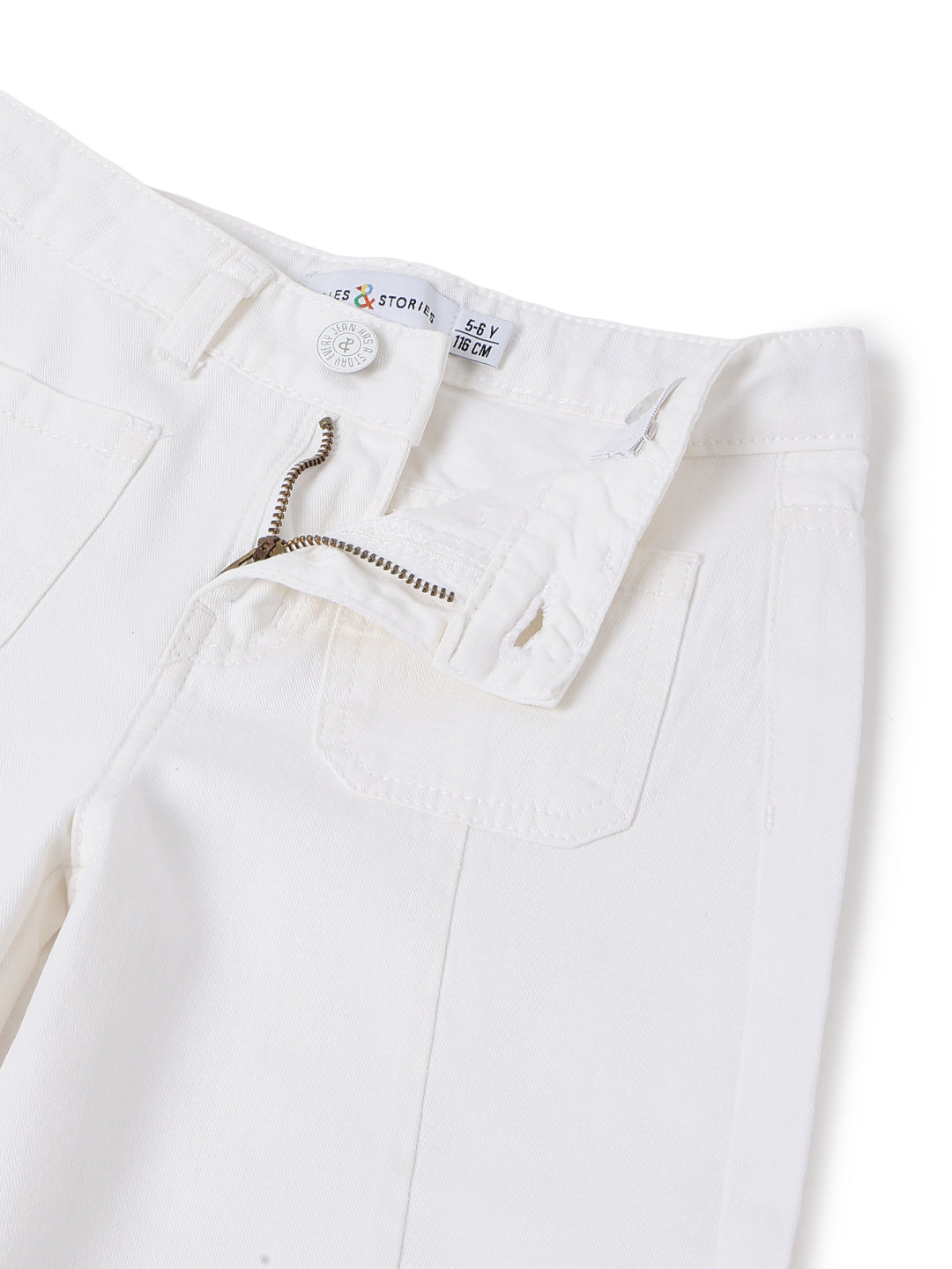 Girls White Denim Wide Leg Fit Jeans