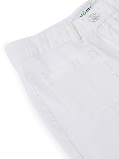 Girls White Denim Wide Leg Fit Jeans