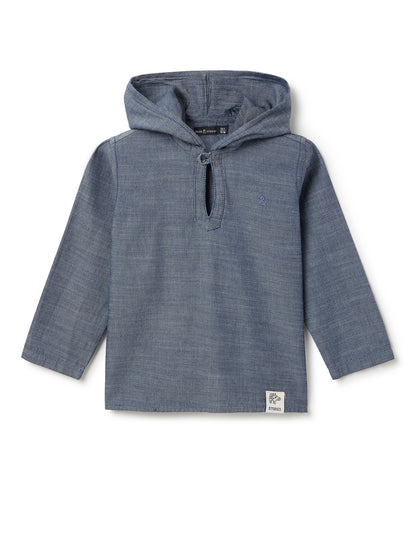 Boys  Cotton Blue Shirt With White Denim Jeans Clothing Set