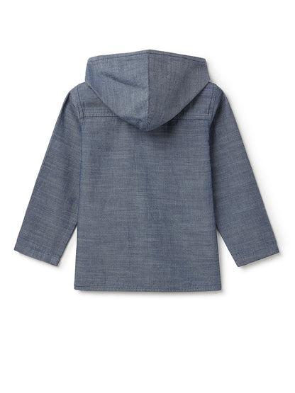 Boys Grey Hooded Casual Shirt