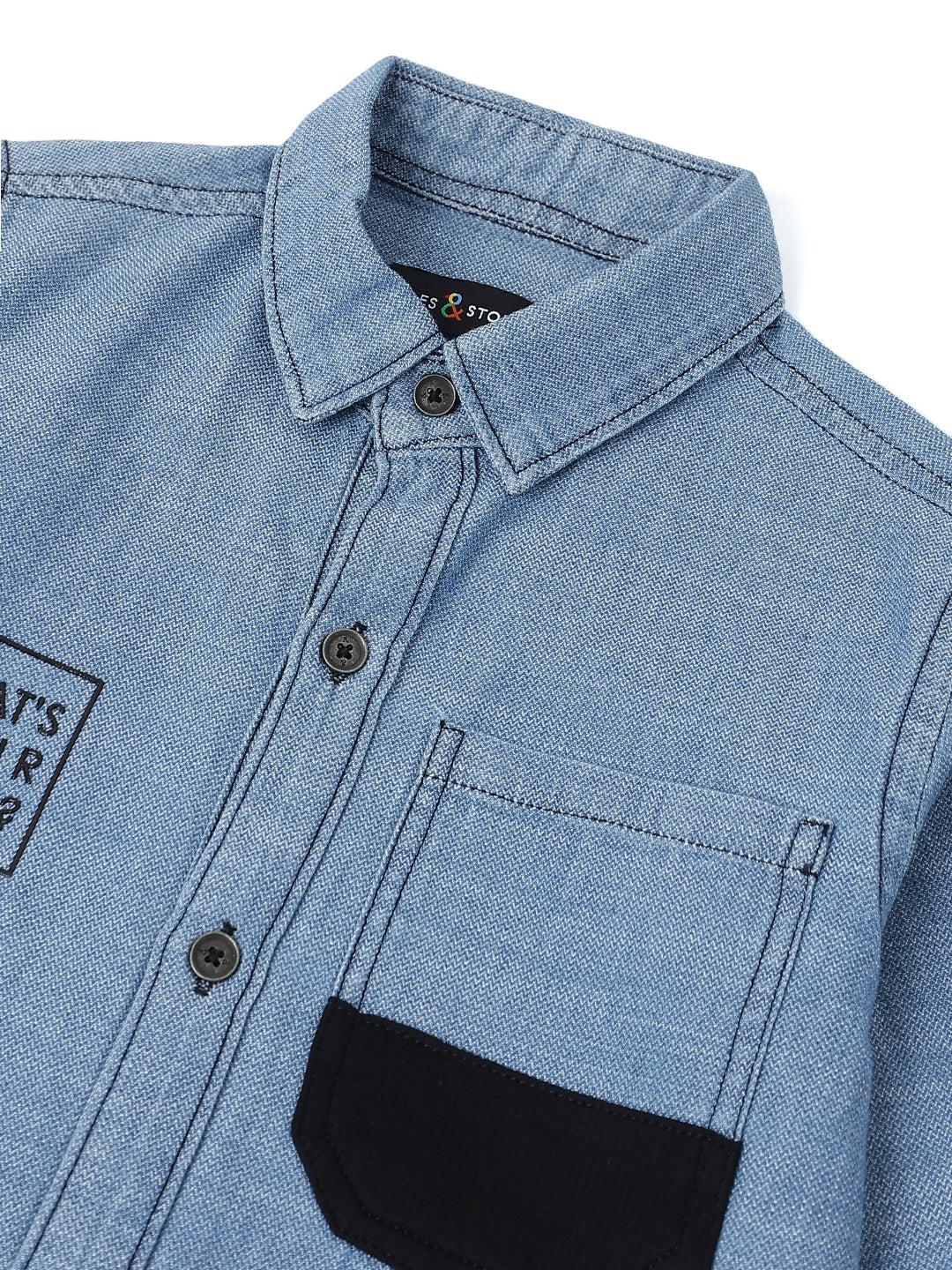 Boys Blue Embroidered Casual Shirt