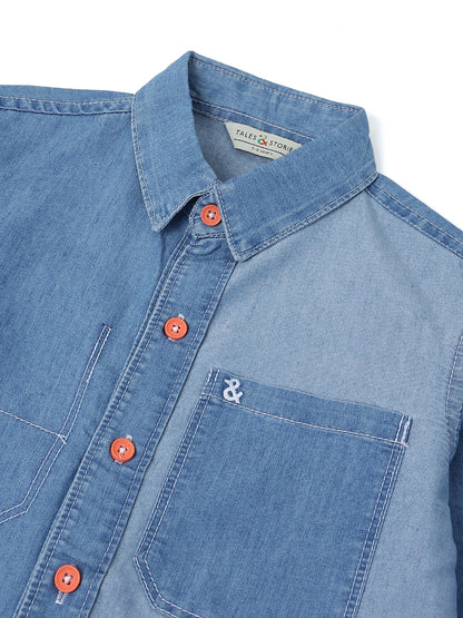 Boys Blue Oversized Denim Shirt