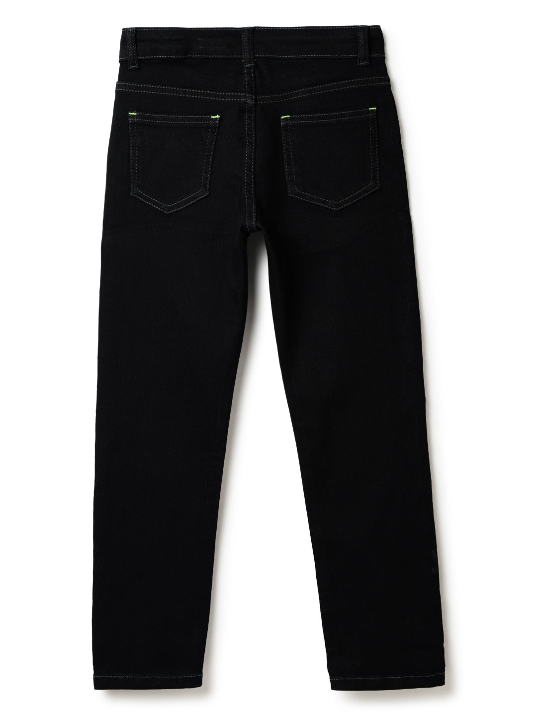 Boys Lycra Black Solid Jeans