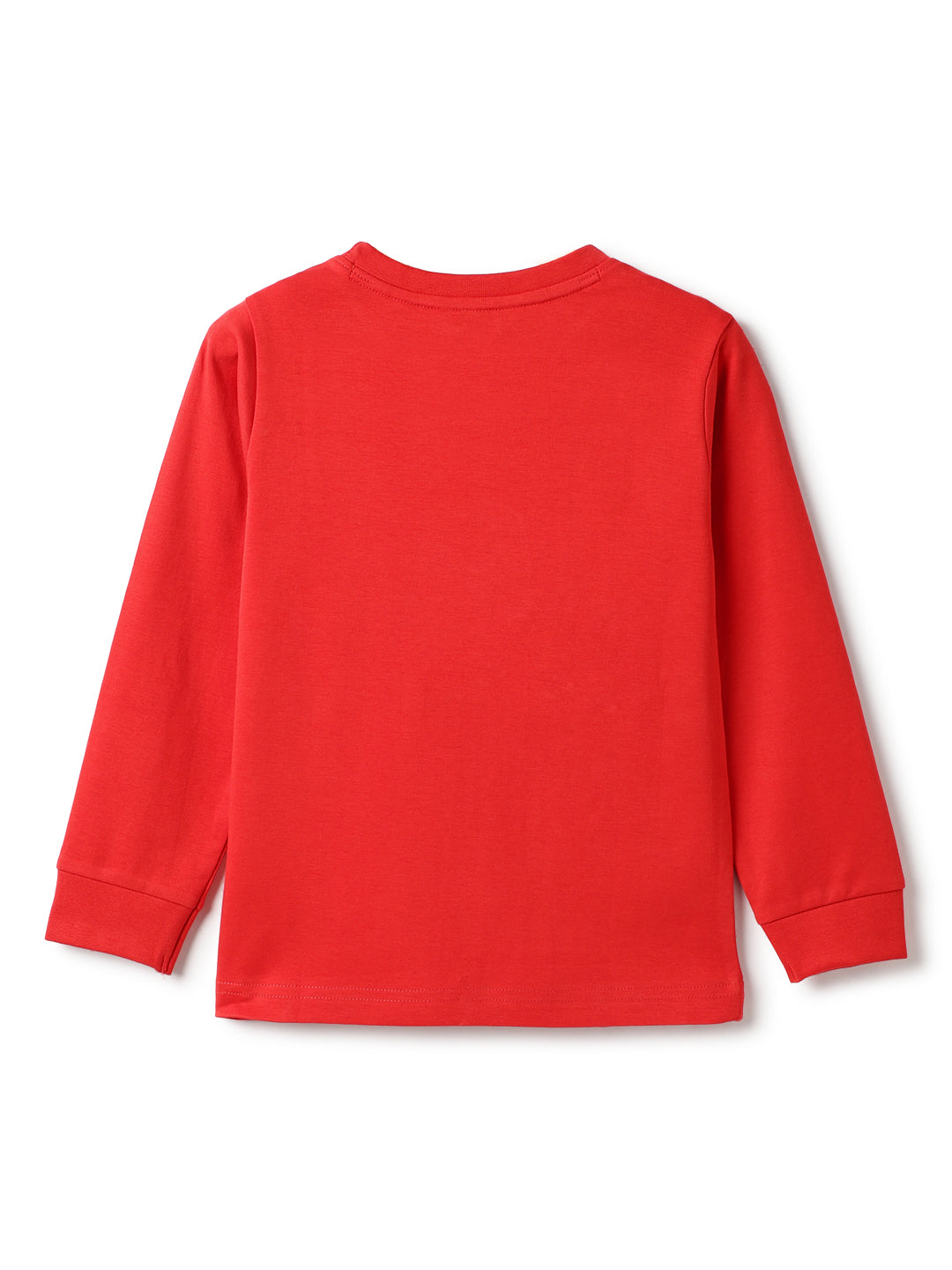 Boys Cotton Red Printed T-Shirt