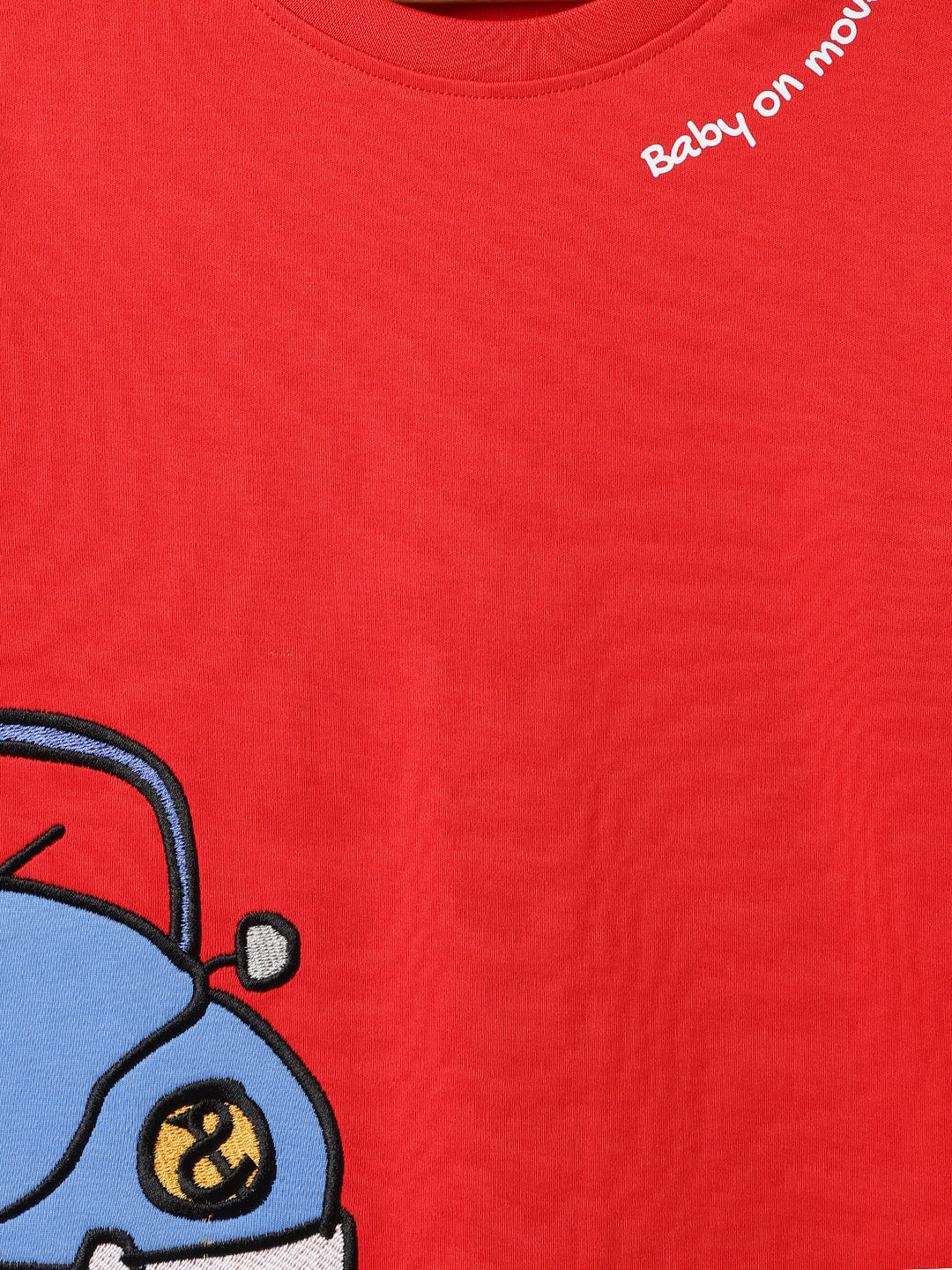 Boys Cotton Red Printed T-Shirt