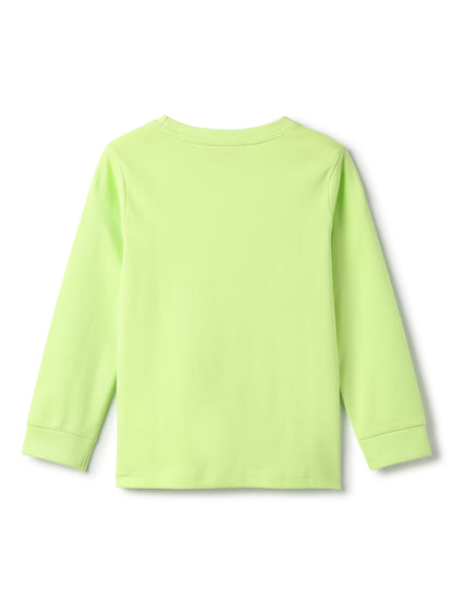Boys Cotton Green Neon Printed T-Shirt