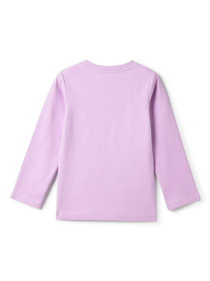 Girls Cotton Lilac Printed T-Shirt