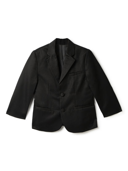Boys Polyester Viscose Black Solid Blazer