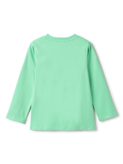 Girls Cotton Mint Printed T-Shirt