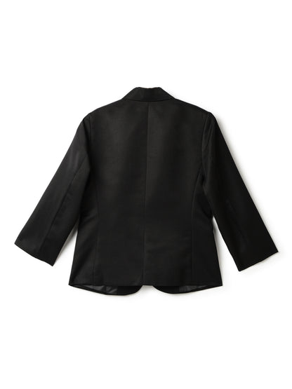 Boys Polyester Viscose Black Solid Blazer