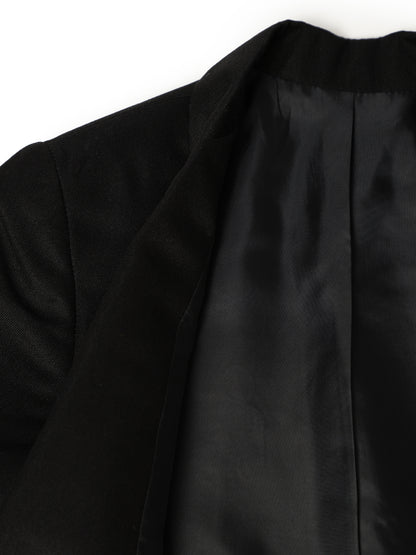 Boys Polyester Viscose Black Solid Blazer