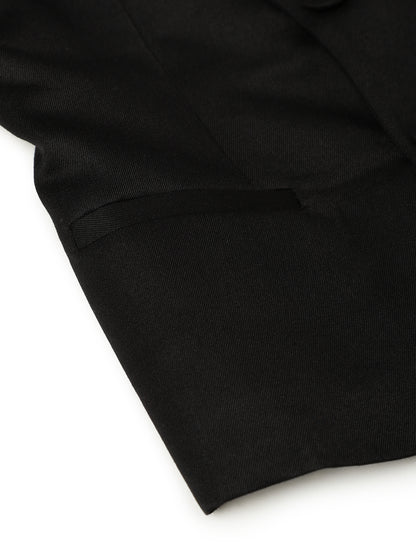 Boys Polyester Viscose Black Solid Blazer