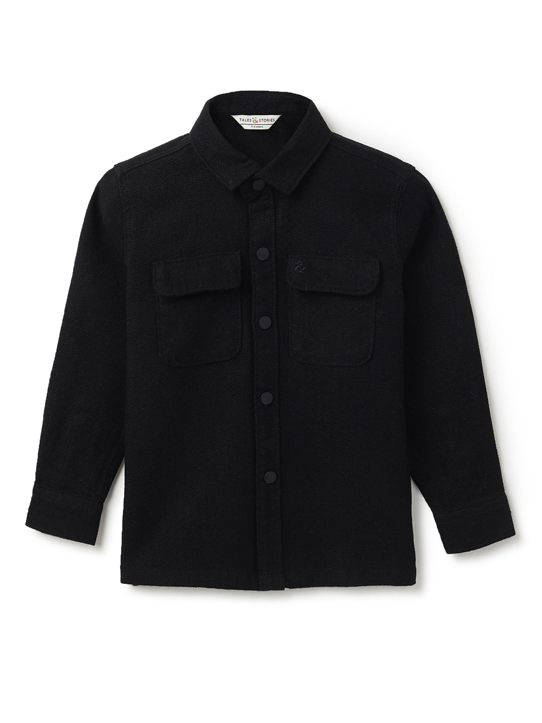 Boys Black Linen Shacket