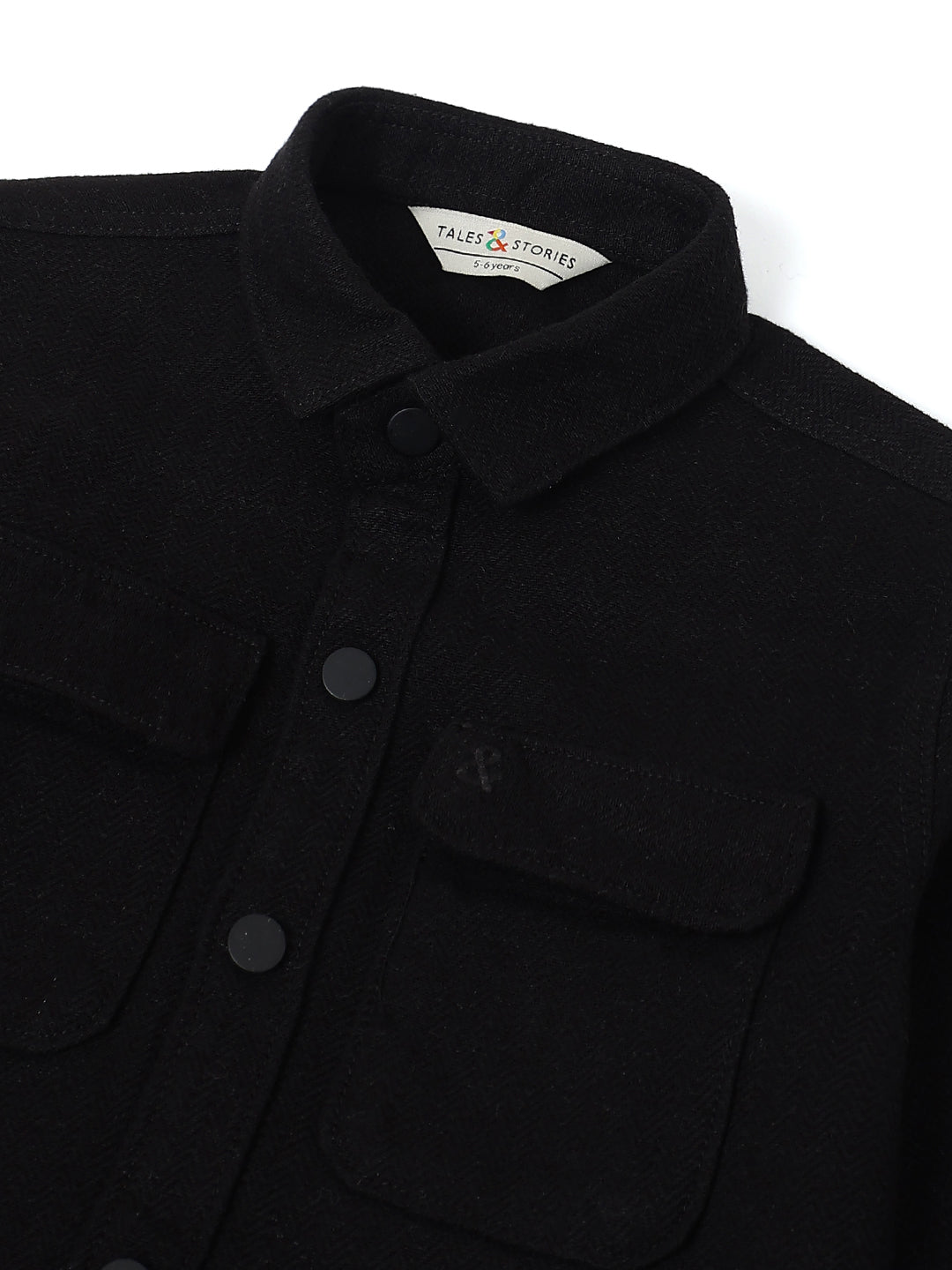 Boys Black Linen Shacket