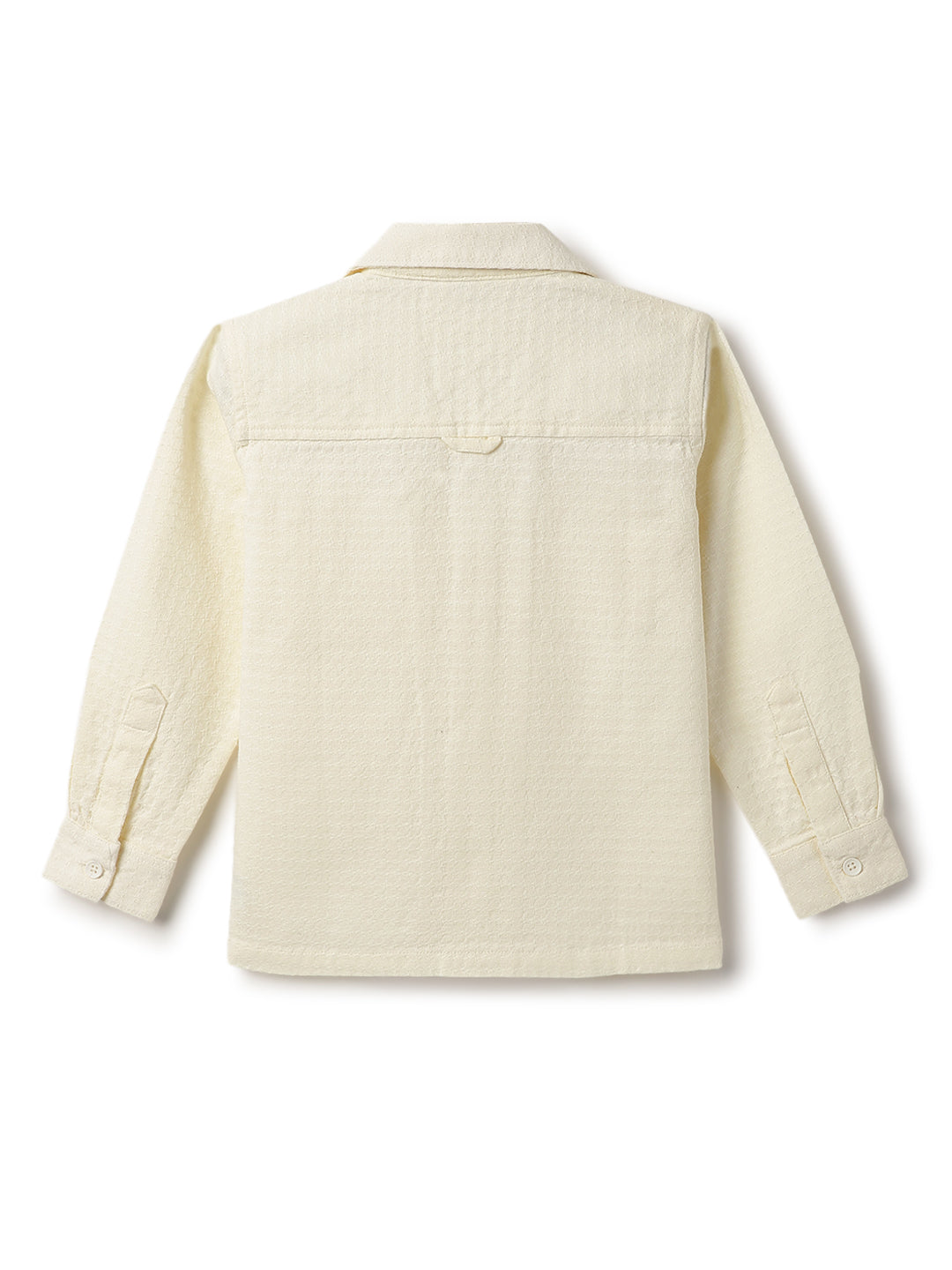 Boys Cotton Cream Shirt With Blue Denim Washed Regular Fit Jeans