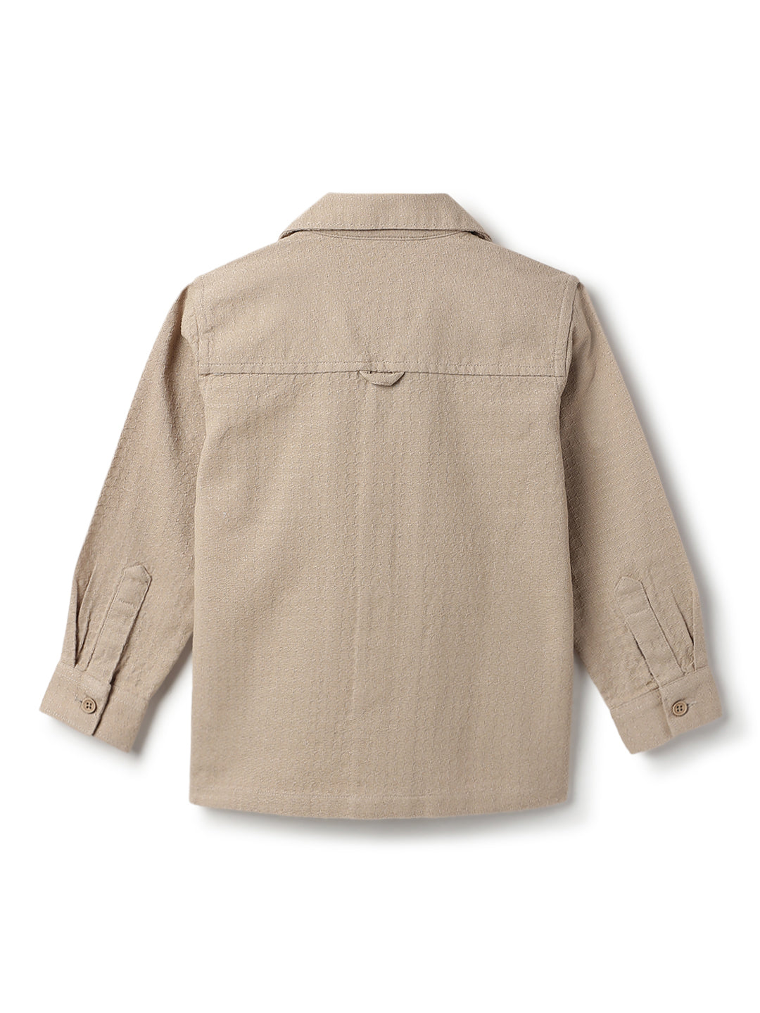 Boys Cotton Beige Shirt With Blue Denim Washed Straight Fit Jeans