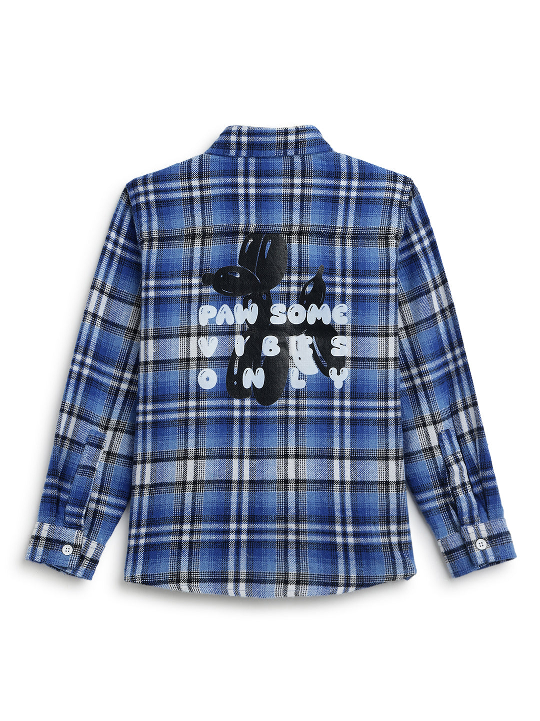 Boys Cotton Blue Checks Shirt With Navy Blue Cotton Solid Regular Fit Trouser