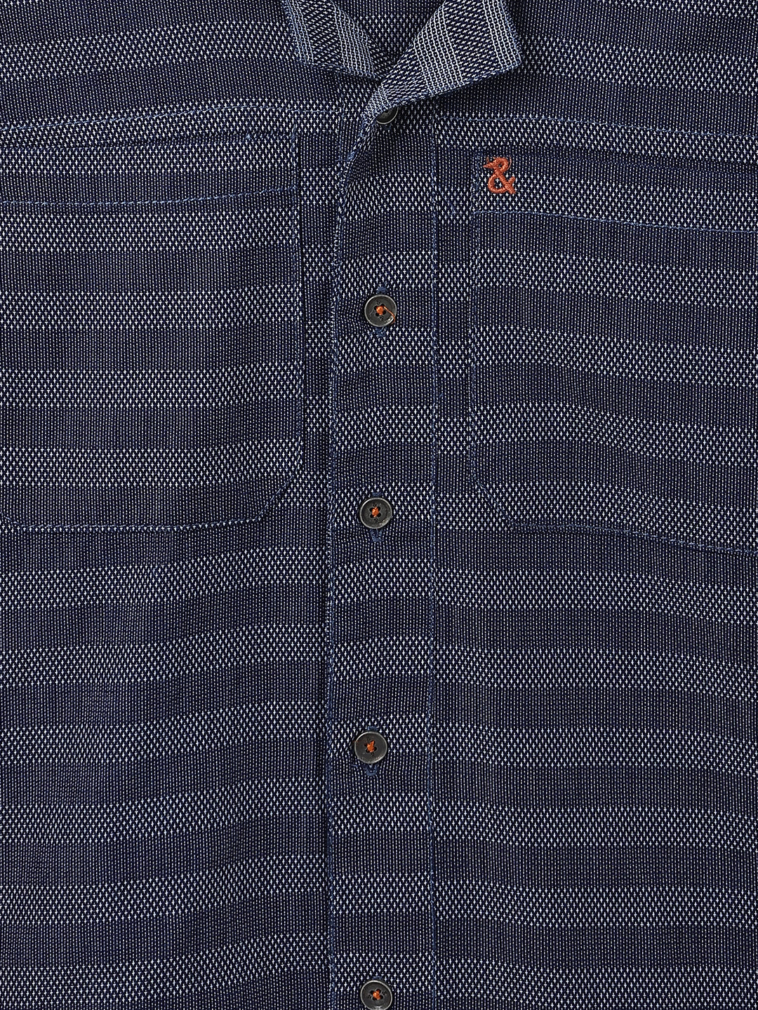 Boys Blue Denim Striped Hooded Shirt