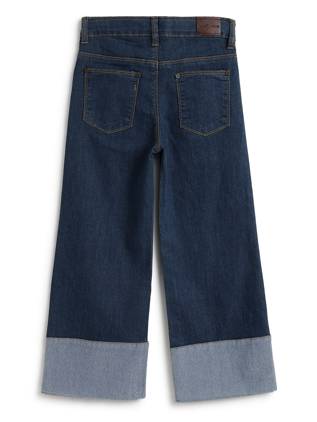 Girls Dark Blue Wide Leg Stretchable Denim Jeans