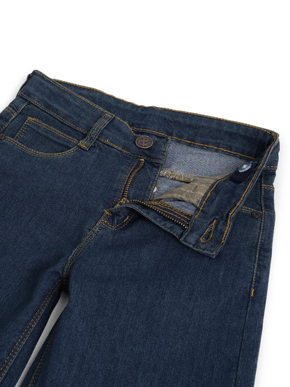 Girls Dark Blue Wide Leg Stretchable Denim Jeans