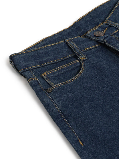 Girls Dark Blue Wide Leg Stretchable Denim Jeans