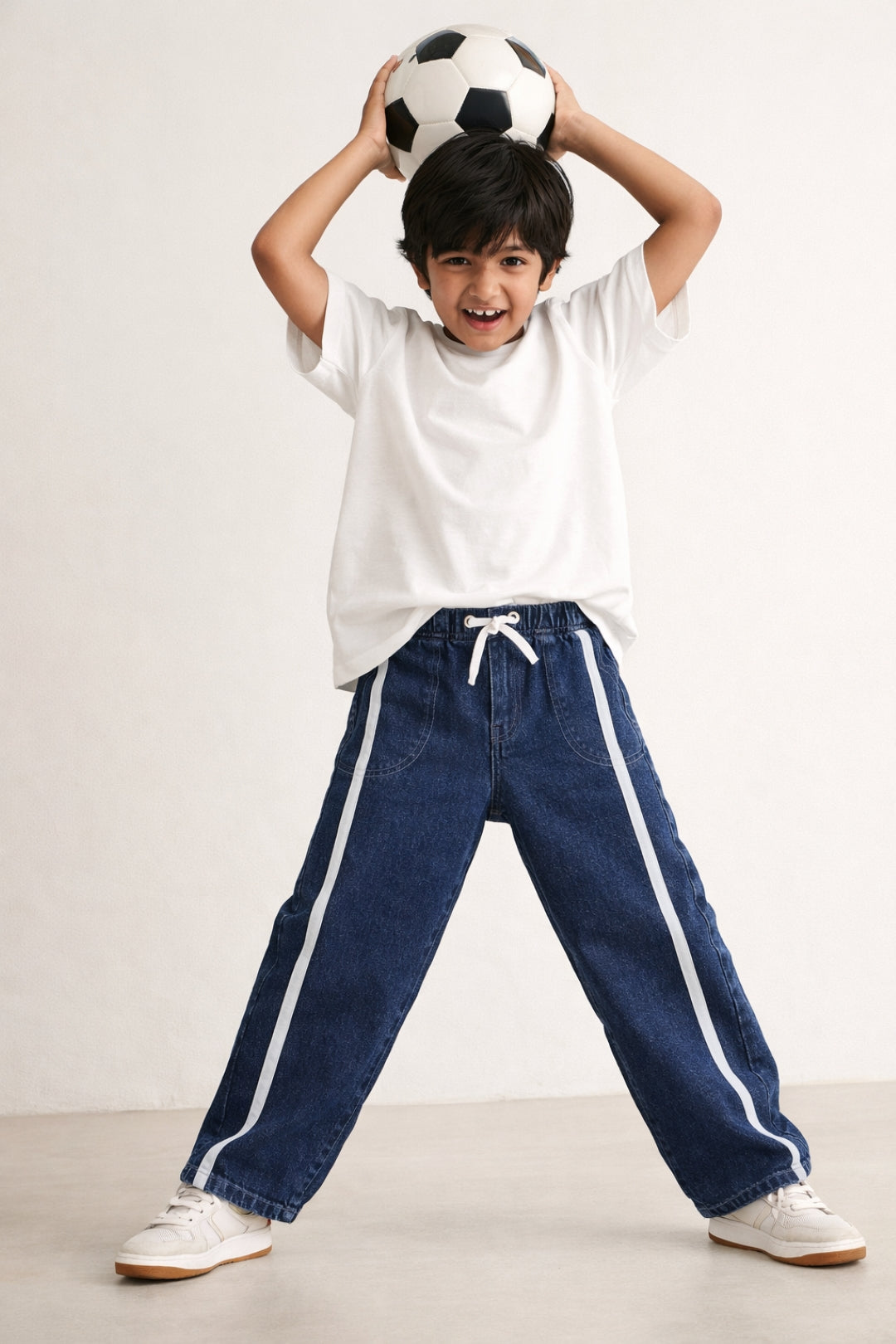 Boys Dark Blue Denim Jogger Baggy Fit Jeans