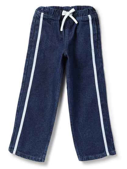 Boys Dark Blue Denim Jogger Baggy Fit Jeans