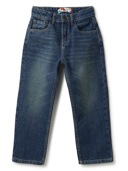 Boys Dark Blue Denim Baggy Fit Jeans