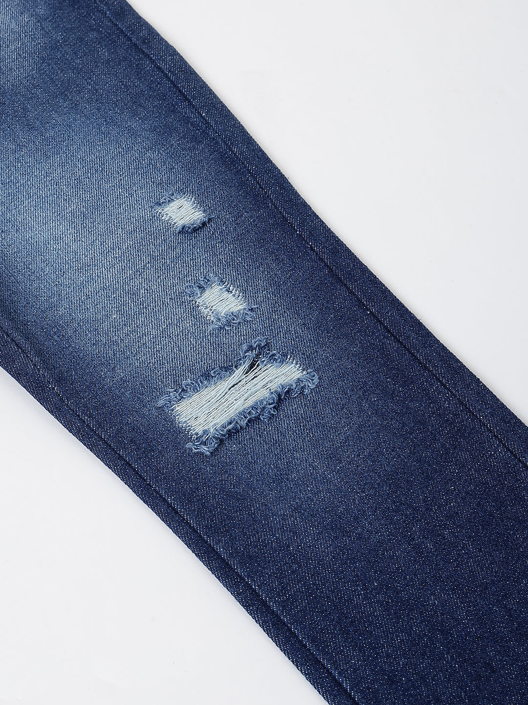 Boys Dark Blue Tapered Fit Distressed Denim Jeans