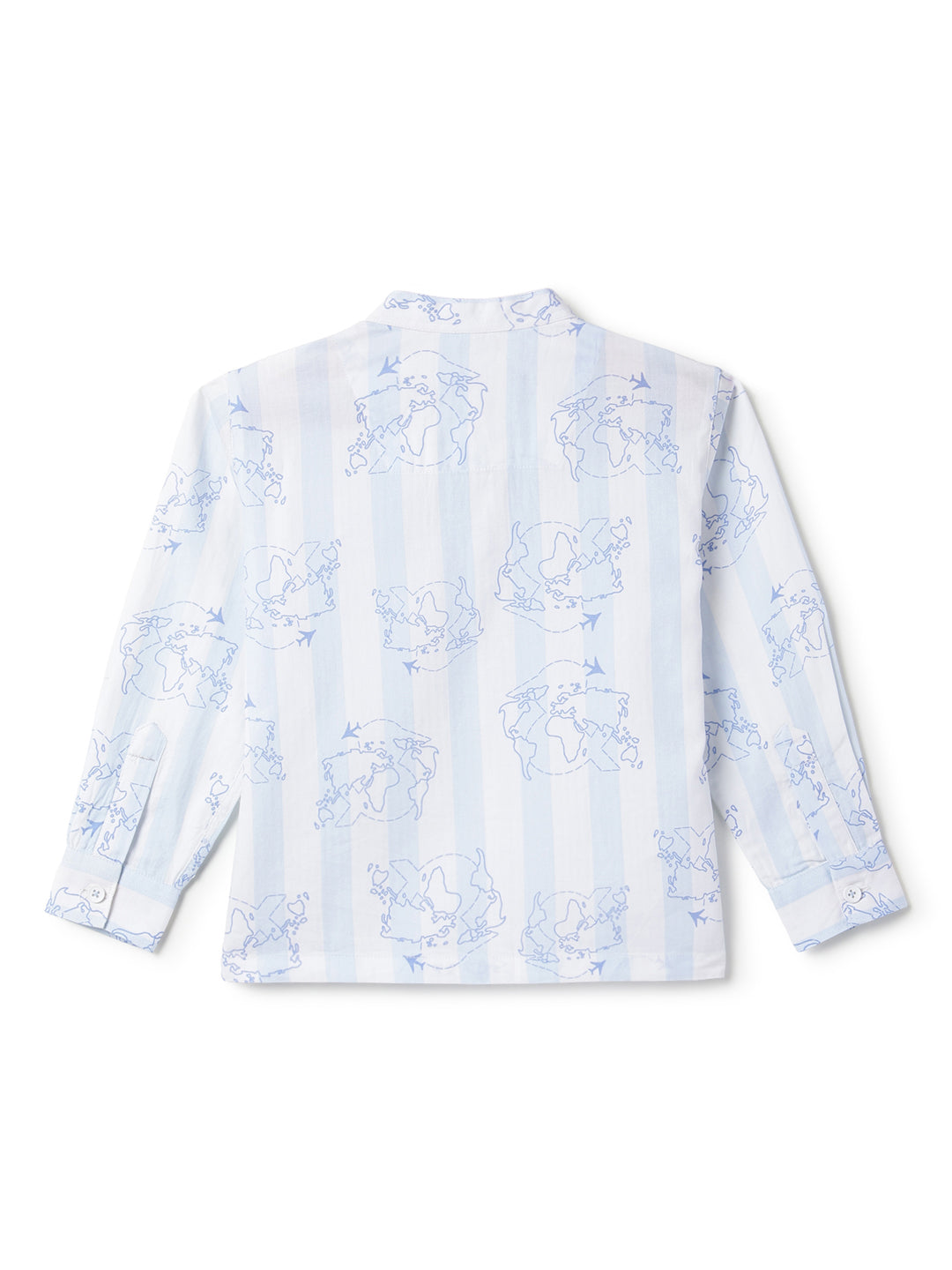 Boys Sky Blue Cotton Printed Kurta Shirt