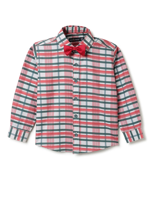 Boys Multicolor Check Shirt with Bow