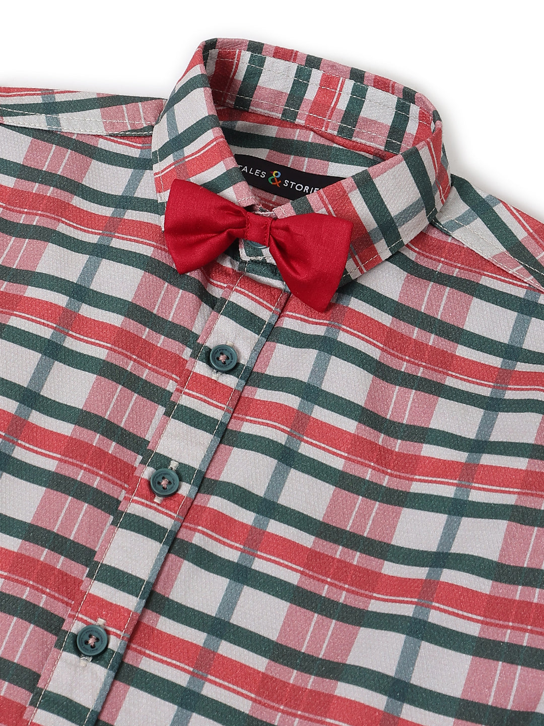 Boys Multicolor Check Shirt with Bow