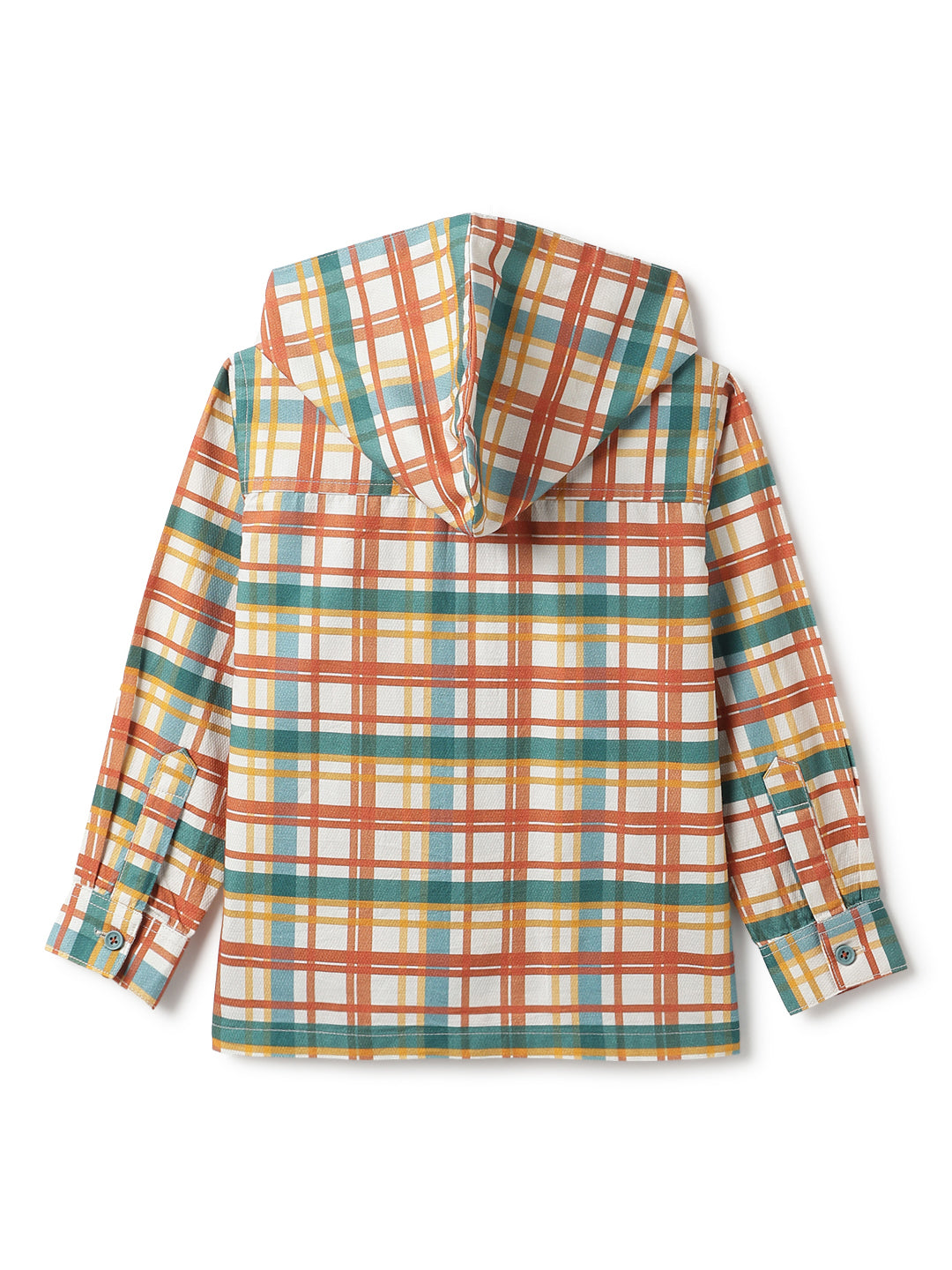 Boys  Cotton Multi Color Hooded Shirt With Light Shade Jeans Clothing Set