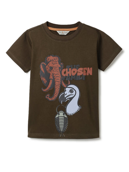 Boys Olive Animal Print Oversized T-Shirt