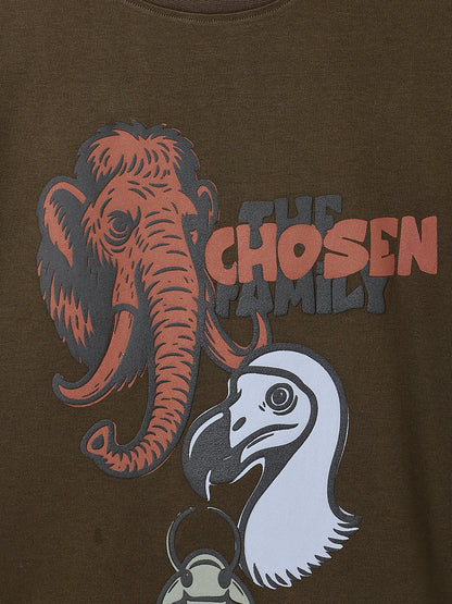 Boys Olive Animal Print Oversized T-Shirt