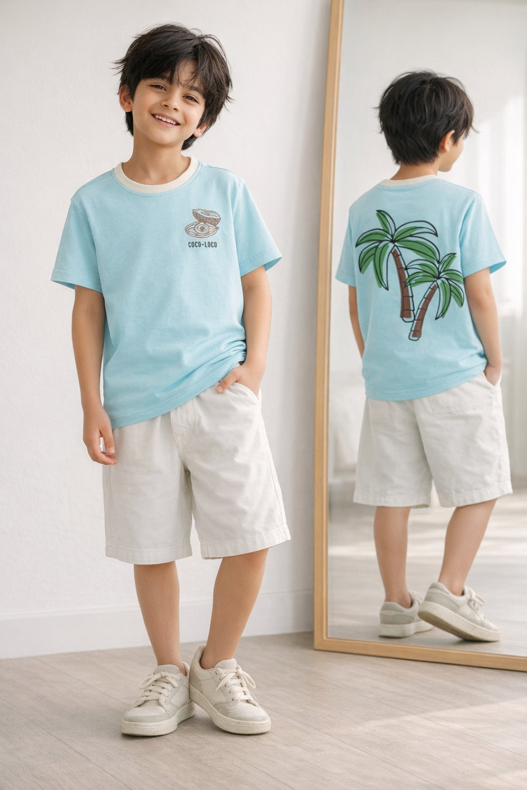 Boys Light Blue Printed T-Shirt