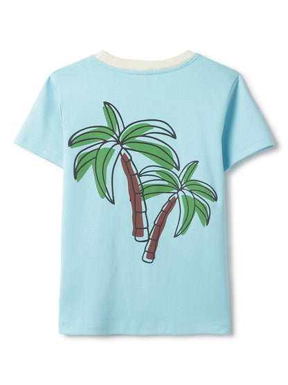 Boys Light Blue Printed T-Shirt