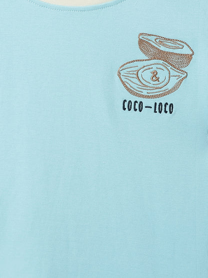 Boys Light Blue Printed T-Shirt