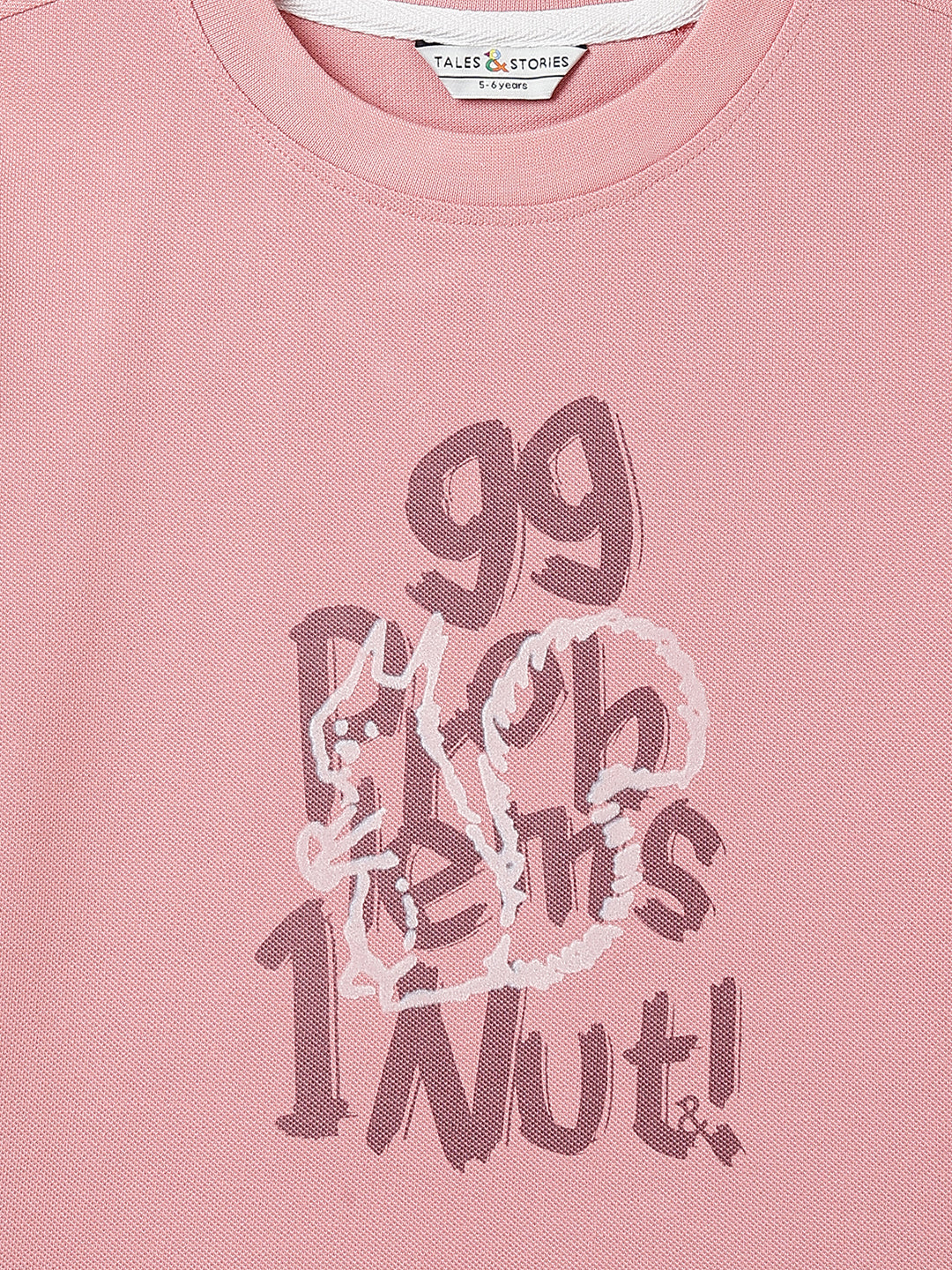 Boys Cotton Dusty Pink Printed Casual T-Shirt