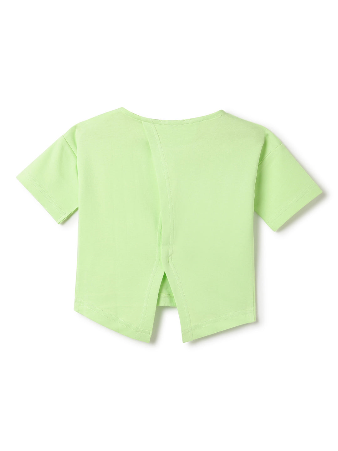 Girls Lime Green Printed Crop Boxy Fit T-Shirt