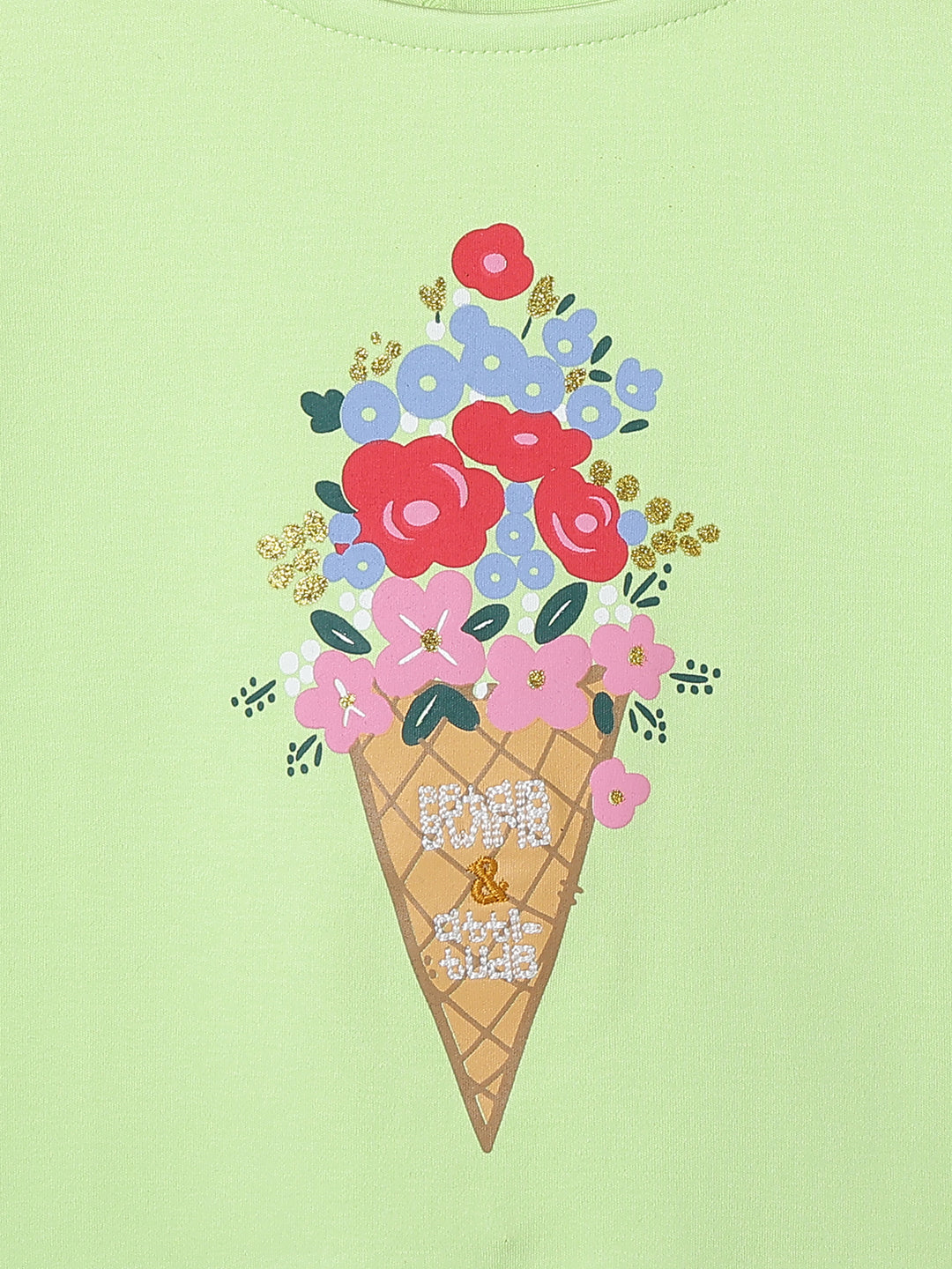 Girls Lime Green Printed Crop Boxy Fit T-Shirt