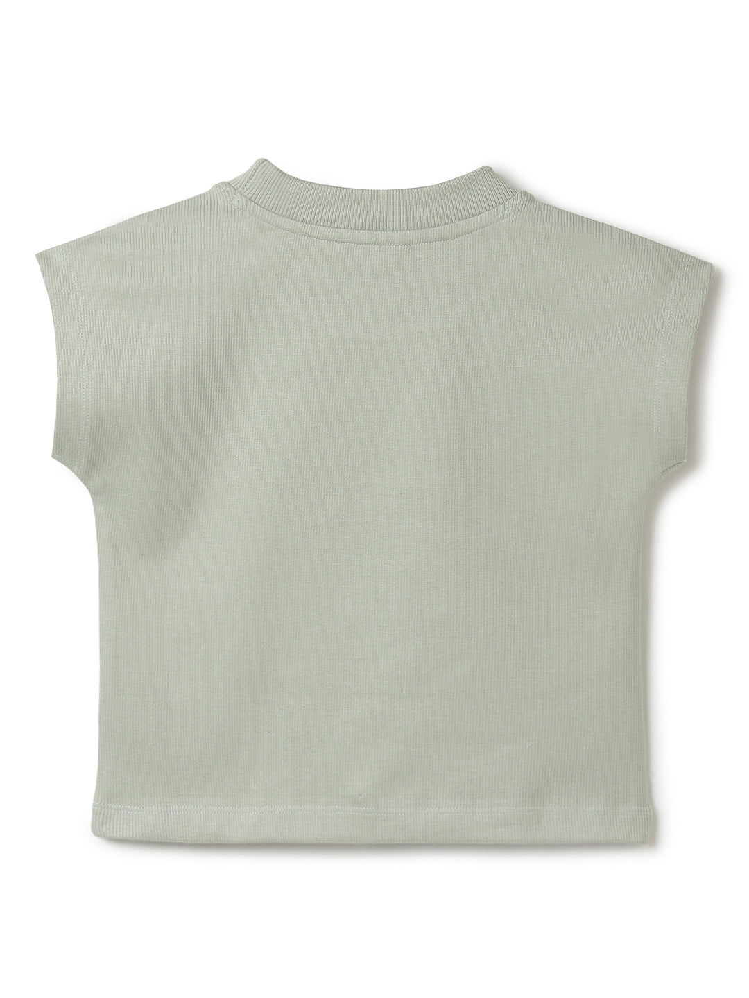 Girls Olive Green Embroidered Crop Boxy Fit Top