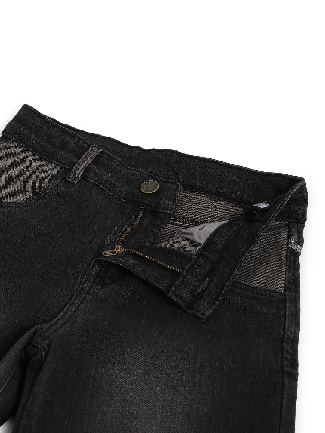 Boys Denim Black Stretchable Washed  Bermuda Shorts