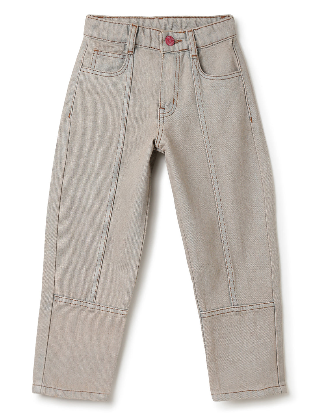 Boys Khaki Tint Washed Barrel Fit Denim Jeans