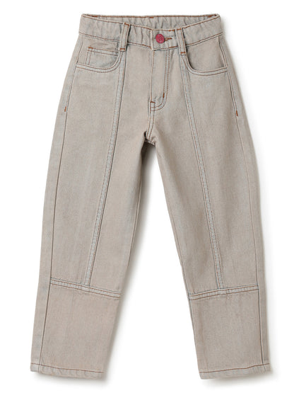 Boys Khaki Tint Washed Barrel Fit Denim Jeans